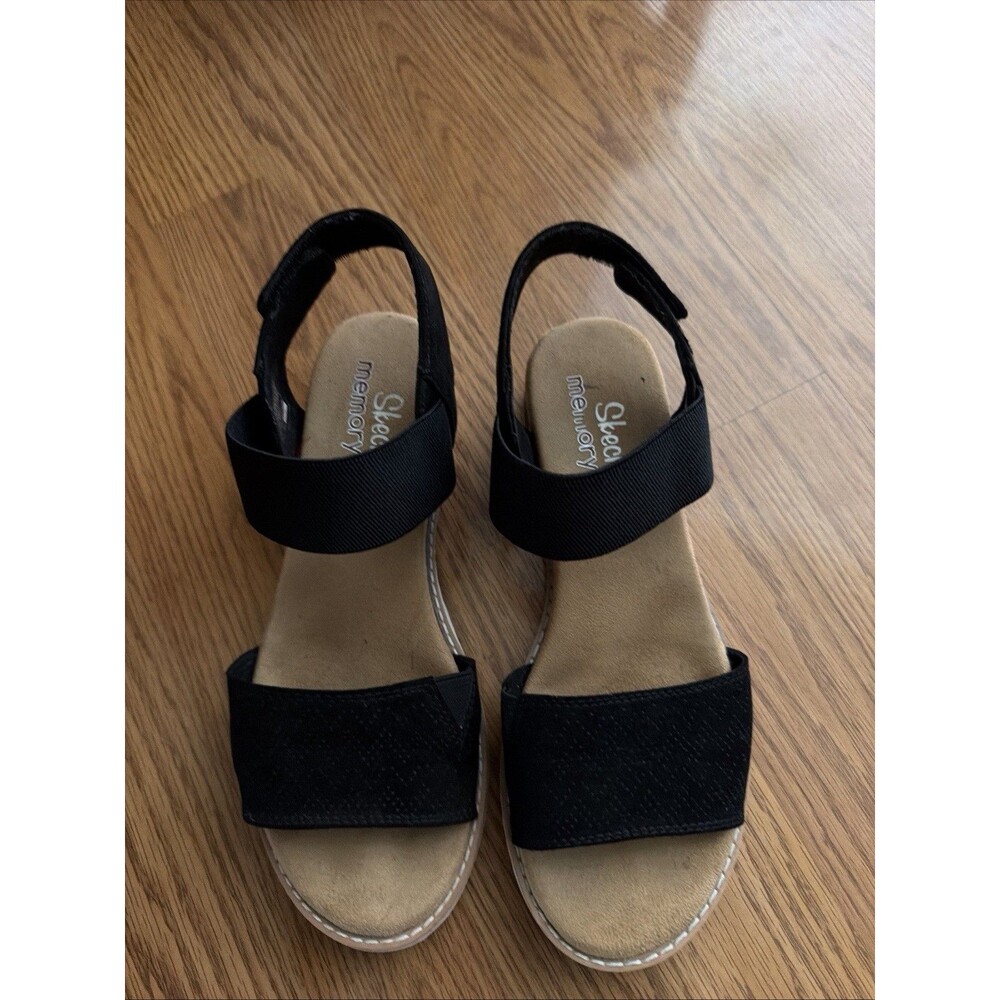 Skechers Cali Desert Kiss Womens Sz 6.5 Black Memory Foam Slingback Sandals